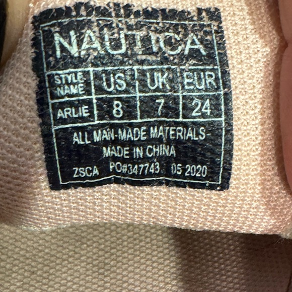 Child’s Sz 8 Nautica White Iridescent Pink Hook & Loop Slip-on Shoe Sneaker - Picture 7 of 7